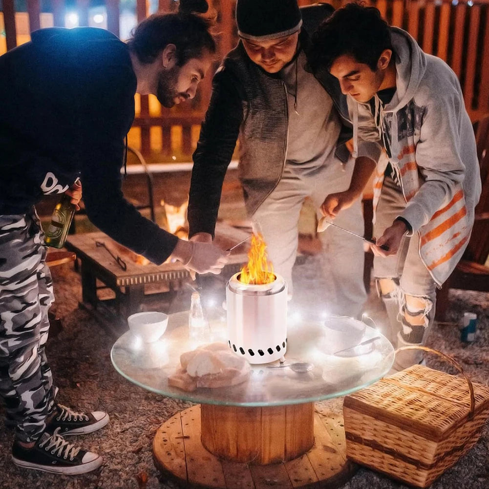 Outdoor Camping Table Smokeless Stove Stainless Steel Burner Heater Mini Tabletop Fire Pit Portable Campfire Wood Burning Stove
