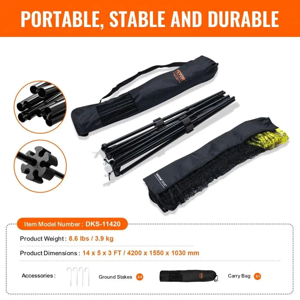 Multi Sport Net Set 14ft Wide Height Adjustable Foldable Portable Easy Setup with Carry Bag for Indoor Outdoor Use