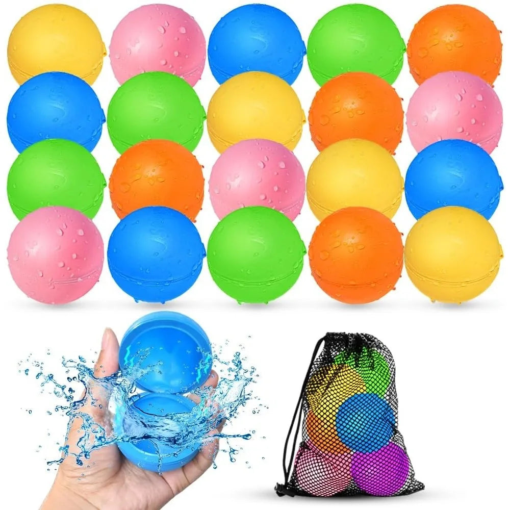 20Pcs Reusable Water Balloons, Pool Beach water Toys for Boys and Girls, Outdoor Summer Toys for Kids Ages 3-12