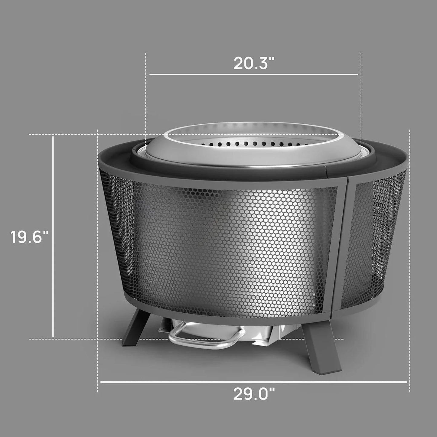 29 Inch Smokeless Fire Pit for Outdoor Wood Burning, Stainless Steel Camping Stove with Stand, Removable Ash Pan