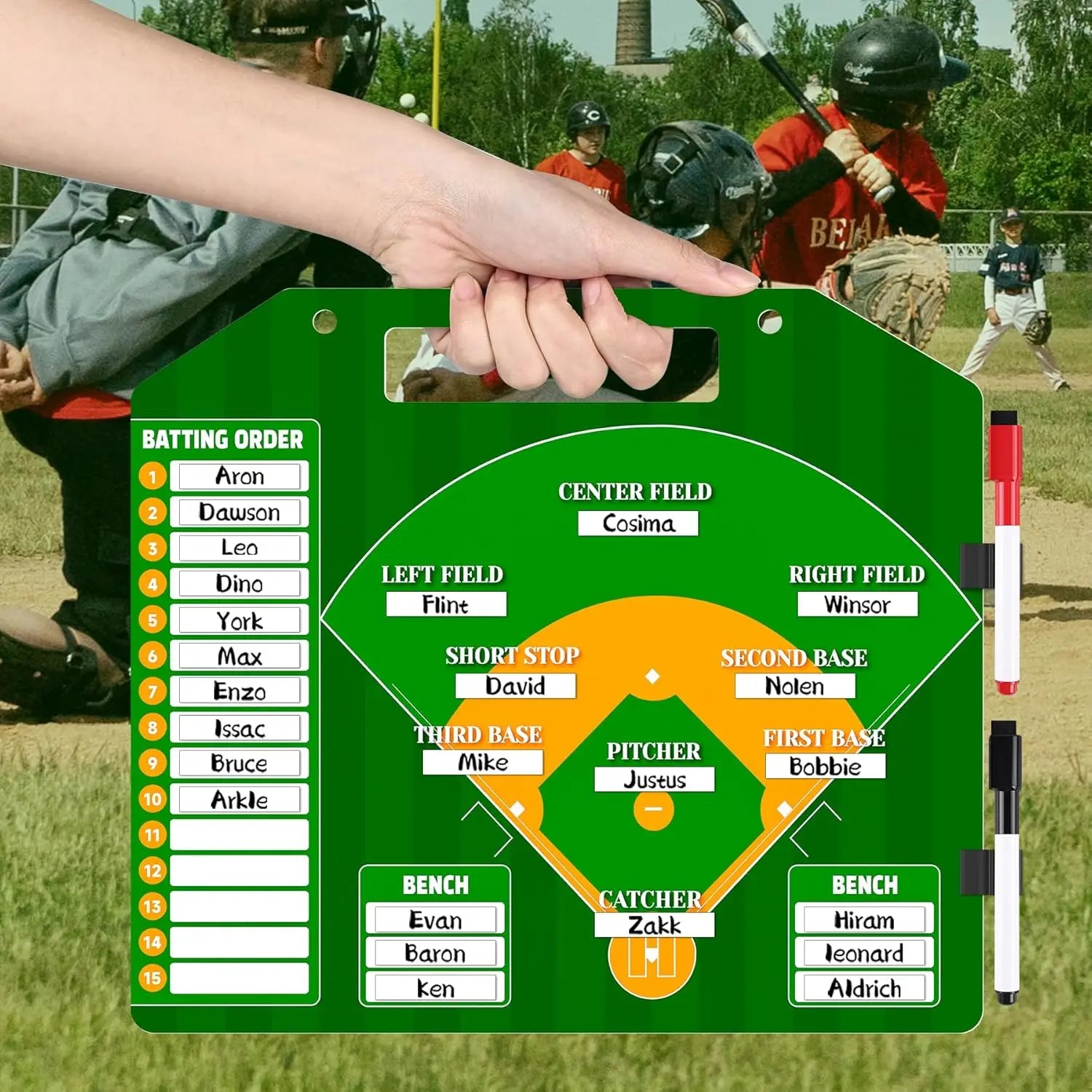 Magnetic Baseball Lineup Board, Professional Softball & Baseball Lineup Board for Dugout, Baseball Clipboard for Coa