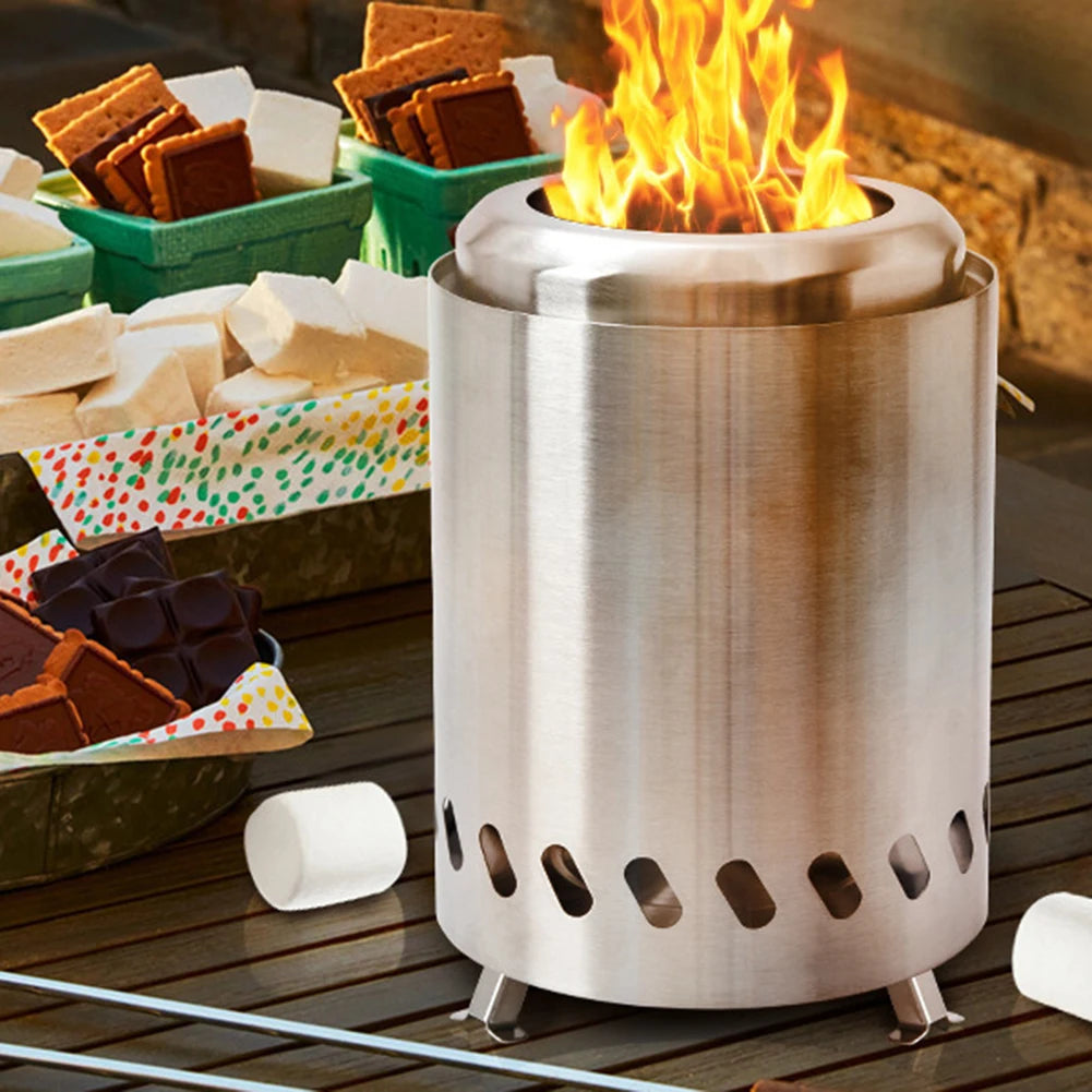 Outdoor Camping Table Smokeless Stove Stainless Steel Burner Heater Mini Tabletop Fire Pit Portable Campfire Wood Burning Stove
