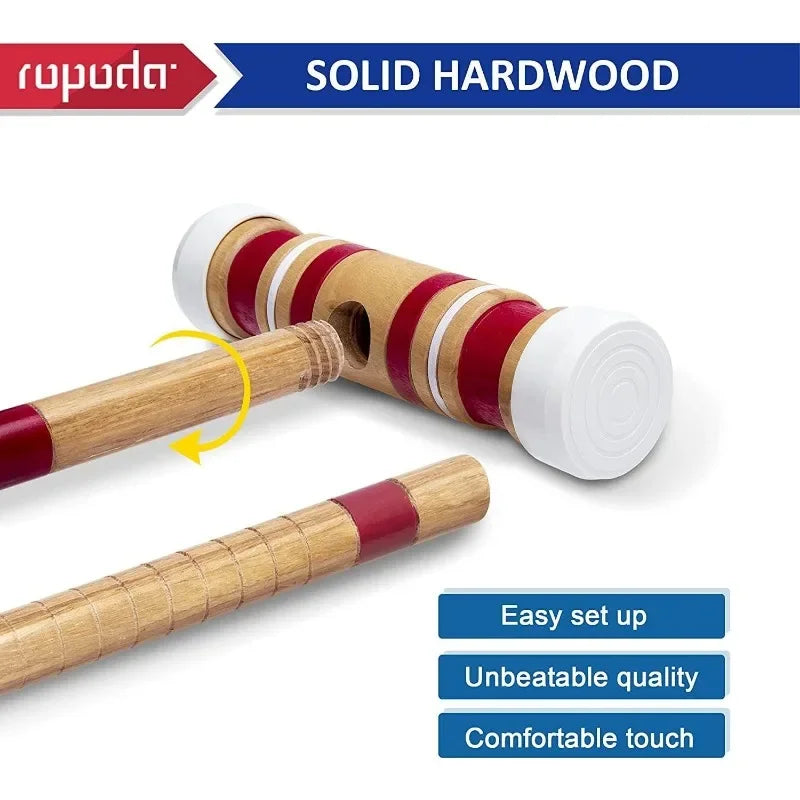 Six-Player Croquet Set with Wooden Mallets, Colored Balls, Sturdy Carrying Bag for Adults &Kids-Innovative design