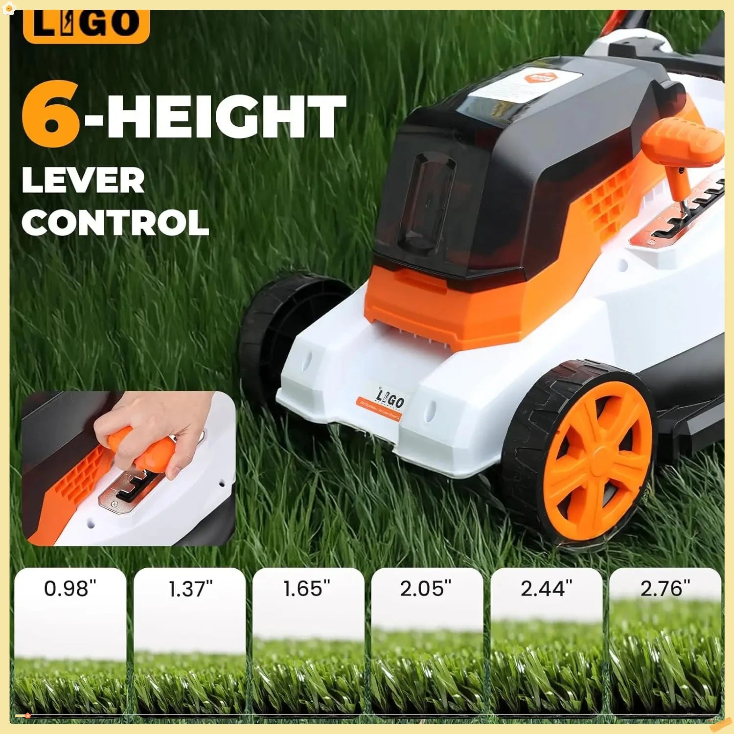 40V Cordless Lawn Mower w/11Gal Bag & 2X4.0Ah Battery | 15" Brushless Motor, 6-Position Height (0.98"-2.95")