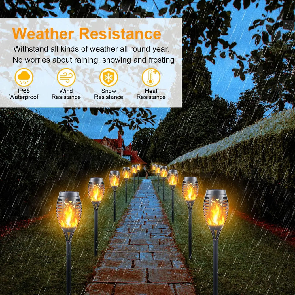 12LED Solar Flame Torch Light Flickering Light Waterproof Outdoor Garden Decoration Landscape Lawn Path Yard Patio Floor Lamps