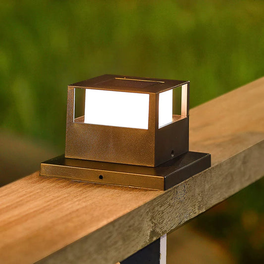 LED Solar Column Light Post Deck Lamp Outdoor Waterproof Villa Garden Decor
