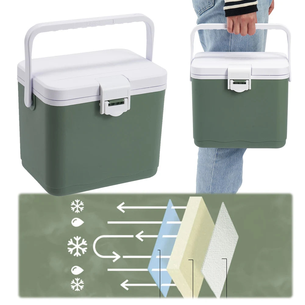 4.5L Insulated Portable Cooler with Handle Mini Freezer Fridge Heat Preservation Barbecue Insulation Box for Beach Picnic