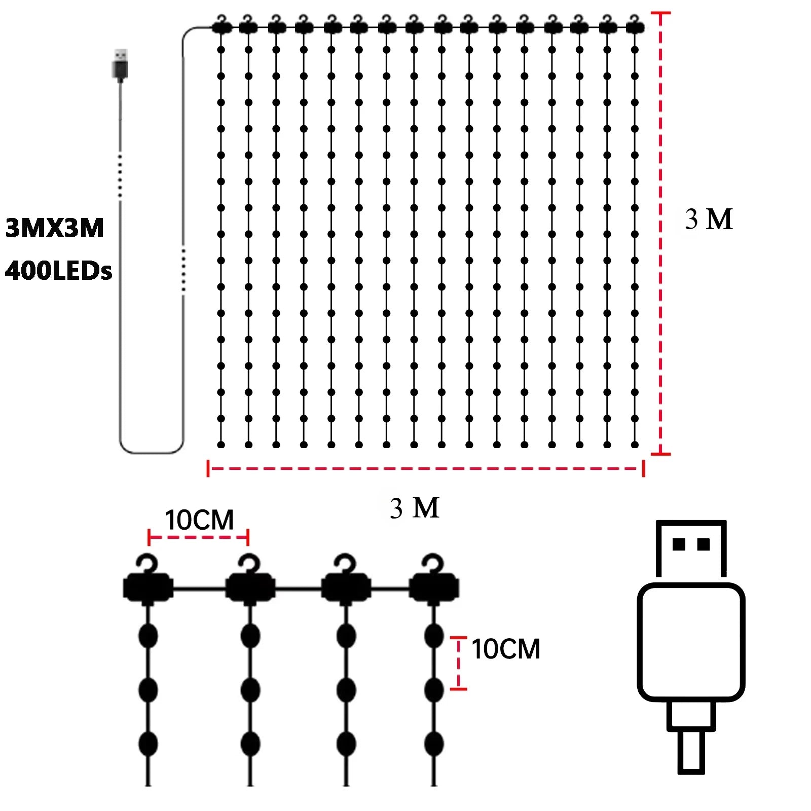 LED RGB Smart Curtain Lights with Music App Controls Fairy Light DIY String Lamp Party Window Curtain Bedroom Christma Deco