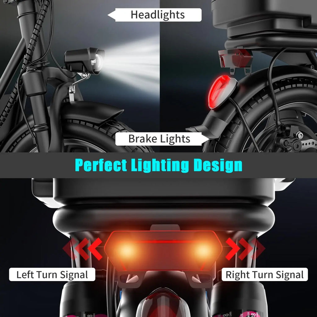 Folding electric scooter with trunk, 500W motor (peak 650W), 48V15AH, 20MPH, 24-32mile range,motorcycle for commuting travel