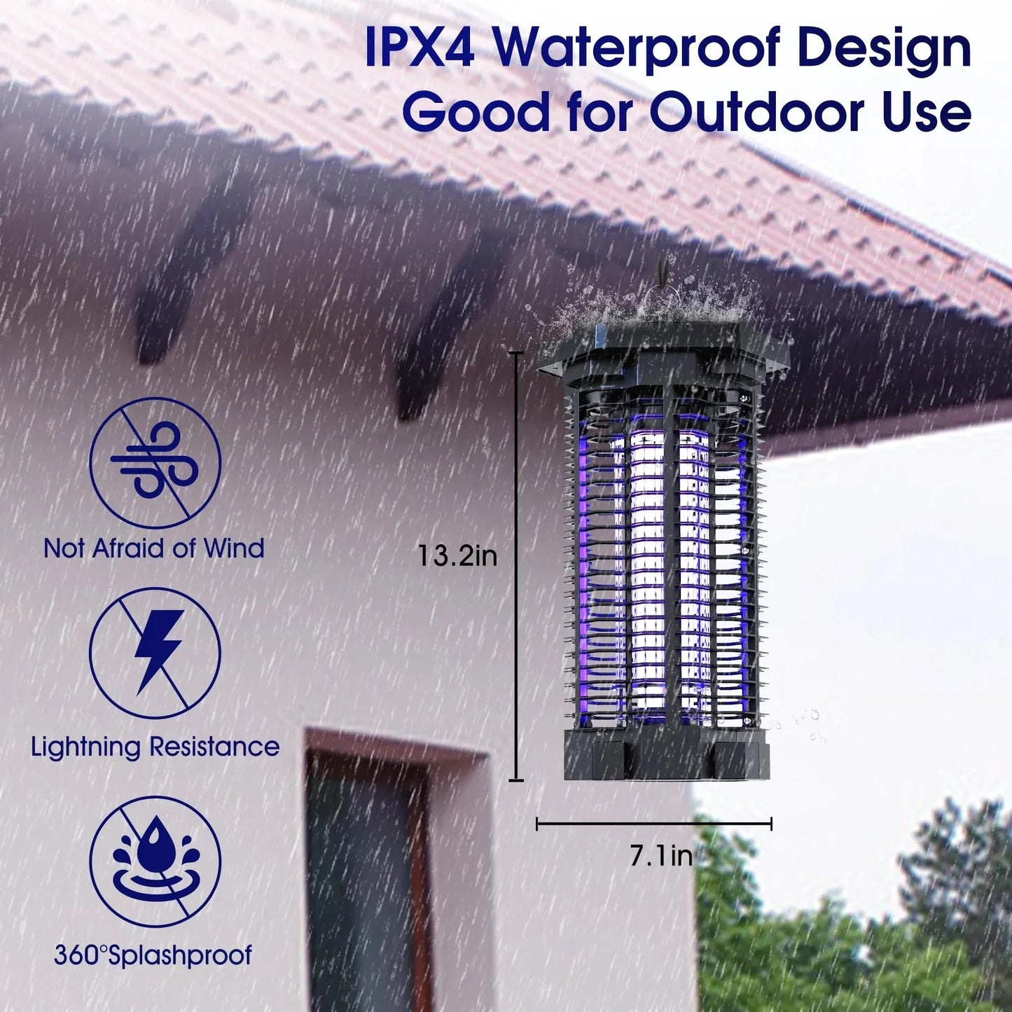 4000V Waterproof Electric Mosquito Zappers Bug Killer,Insect Fly Trap for Home Backyard Patio 2500sq.ft Low Light intensity 7.1"
