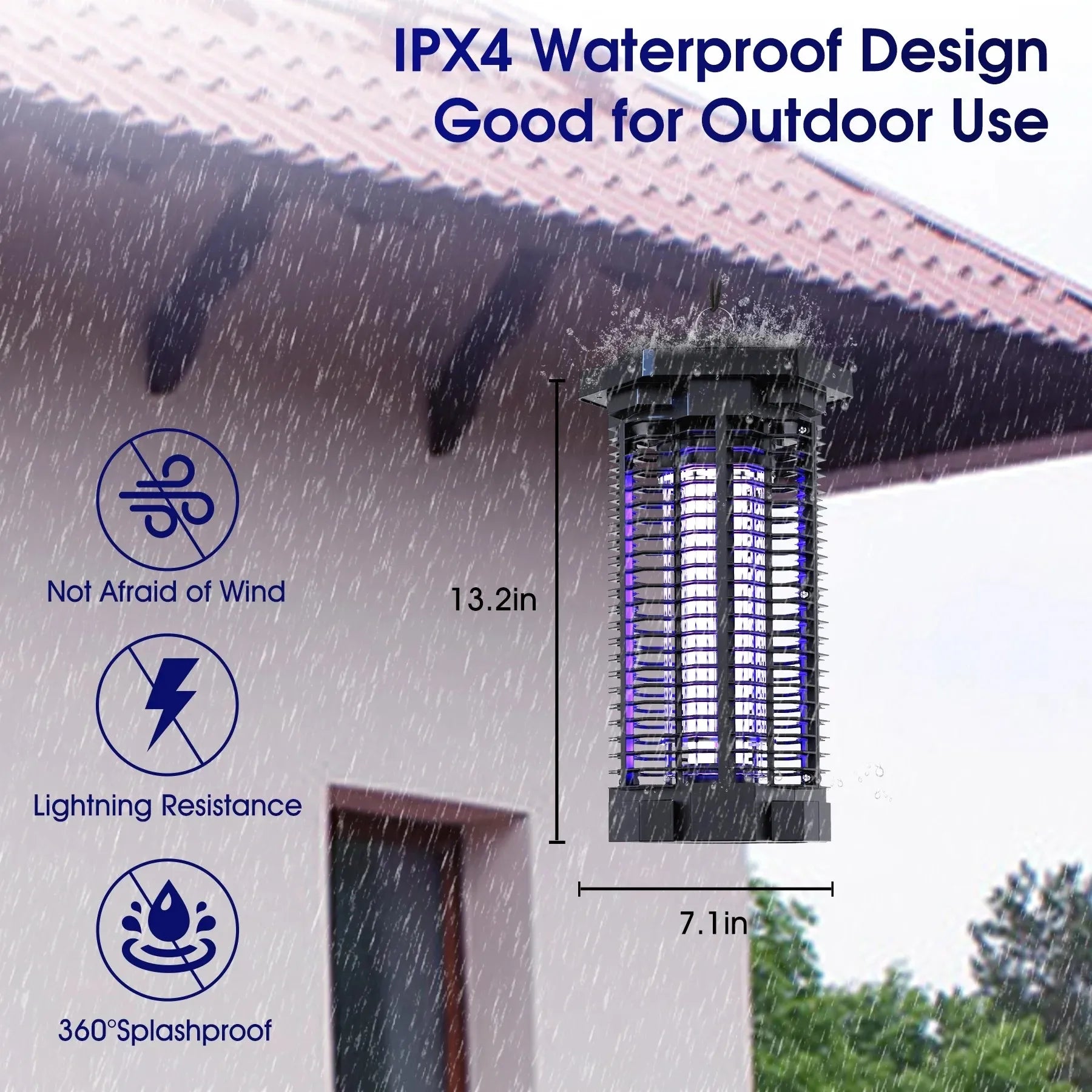 4000V Waterproof Electric Mosquito Zappers Bug Killer,Insect Fly Trap for Home Backyard Patio 2500sq.ft Low Light intensity 7.1"