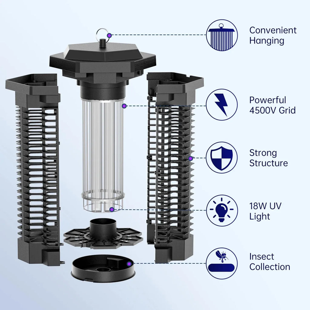 4000V Waterproof Electric Mosquito Zappers Bug Killer,Insect Fly Trap for Home Backyard Patio 2500sq.ft Low Light intensity 7.1"