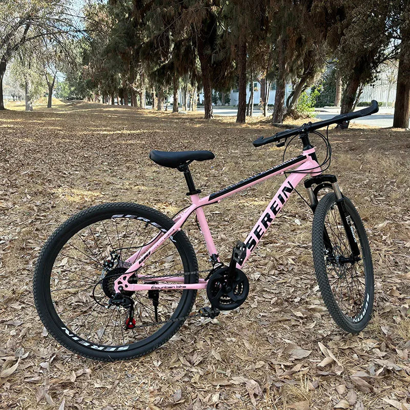 26" Bike, Speed-variable,Adjustable Seat,Chain Drive,Rigid Frame,Oil Spring Fork,Front And Rear Mechanical Disc Brakes.