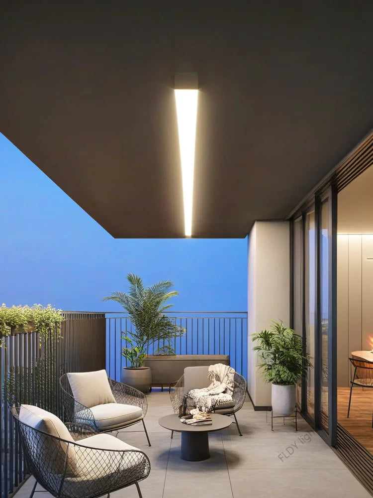 Modern Waterproof Outdoor Long Strip LED Wall Light IP65 Wrought Iron Wall Light Garden Porch Wall Light 110V 220V Lighting