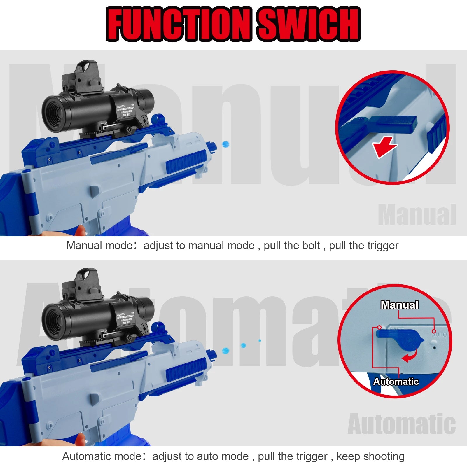 High Speed G36C Electric Gel Balls Blaster, Automatic & Manual Dual Shooting Modes Water Bullets Gun Toys, Holidays Gifts