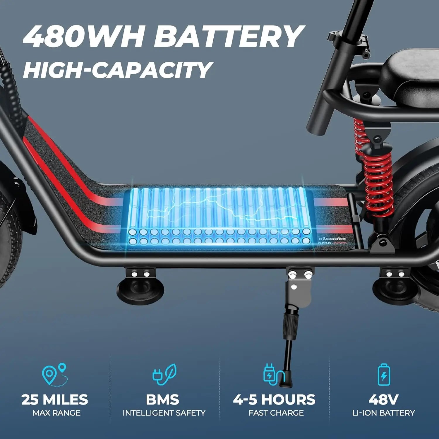 850W peak adult electric scooter,25 miles 20 MPHequipped with 14 inch tires, dual brakes dual suspension, a seat basket