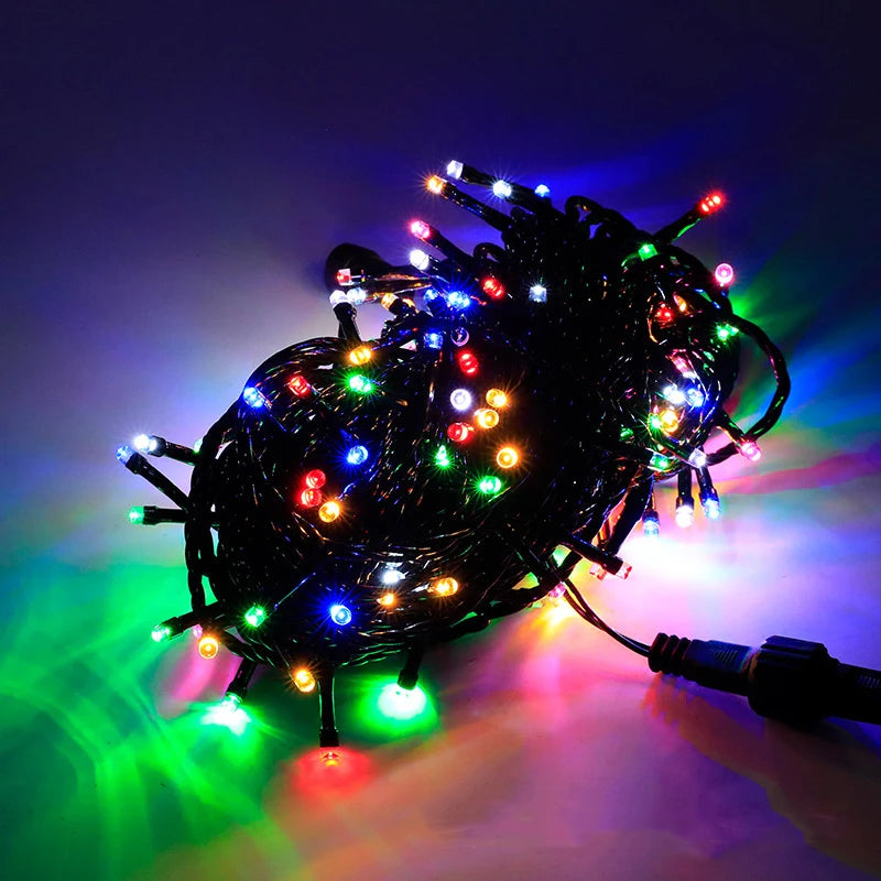 20M Black line Outdoor LED String Lights Garland 220V/110V Waterproof Fairy Light Christmas Wedding Party Holiday Garden Decor
