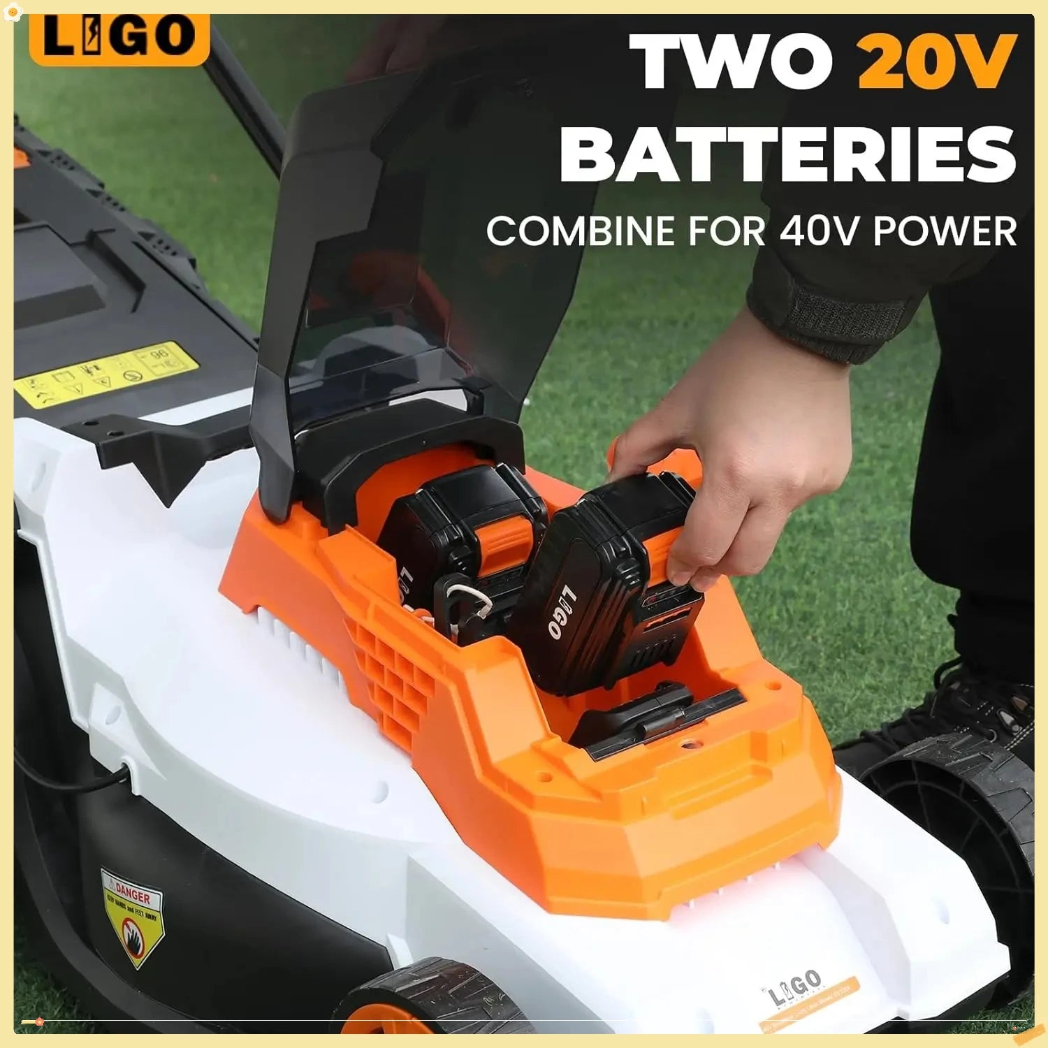 40V Cordless Lawn Mower w/11Gal Bag & 2X4.0Ah Battery | 15" Brushless Motor, 6-Position Height (0.98"-2.95")