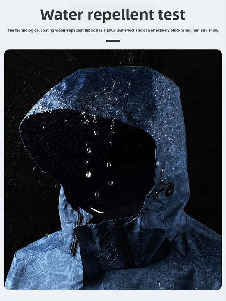 Men's Casual Waterproof Windbreaker Jacket Full Zip Up Hooded Shell Outdoor Hiking Coat For Autumn Plus Size