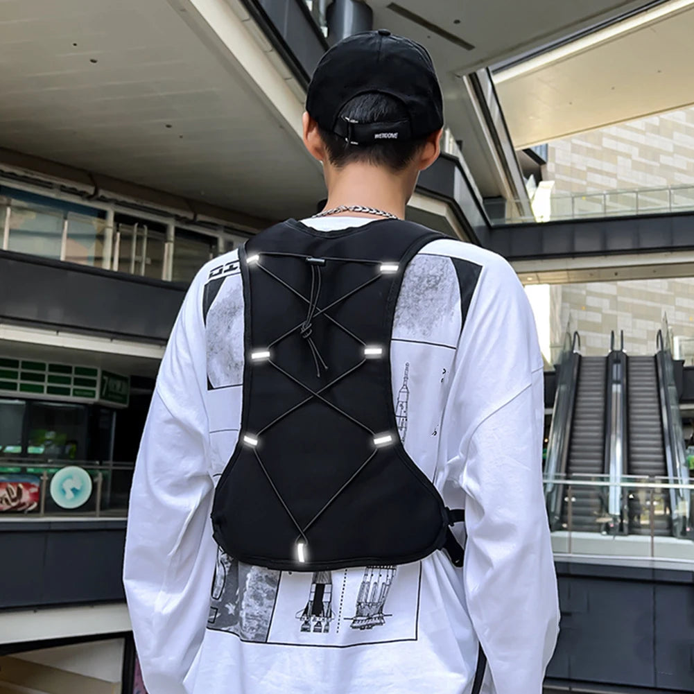 Functional Tactical Vest Phone Holder with Pocket & Extra Storage Backpack Vest Fashion Waistcoat for Cycling Running