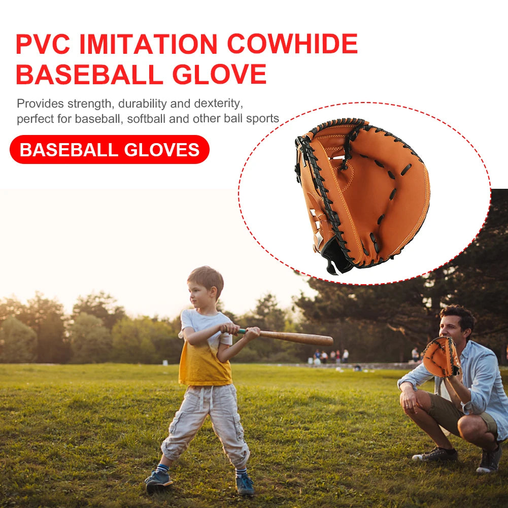 Baseball Softball Catcher Wear-resistant Baseball Glove PU Leather Beginner Play Training Catcher Mitt for Youth Adults Practice