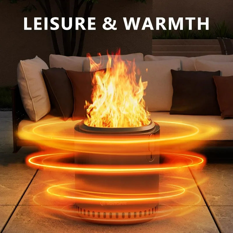 Smokeless Fire Pit, Stainless Steel Stove with Adjustable Firepower, Removable Ash Pan, Portable Camping Fire Table Wood Burning