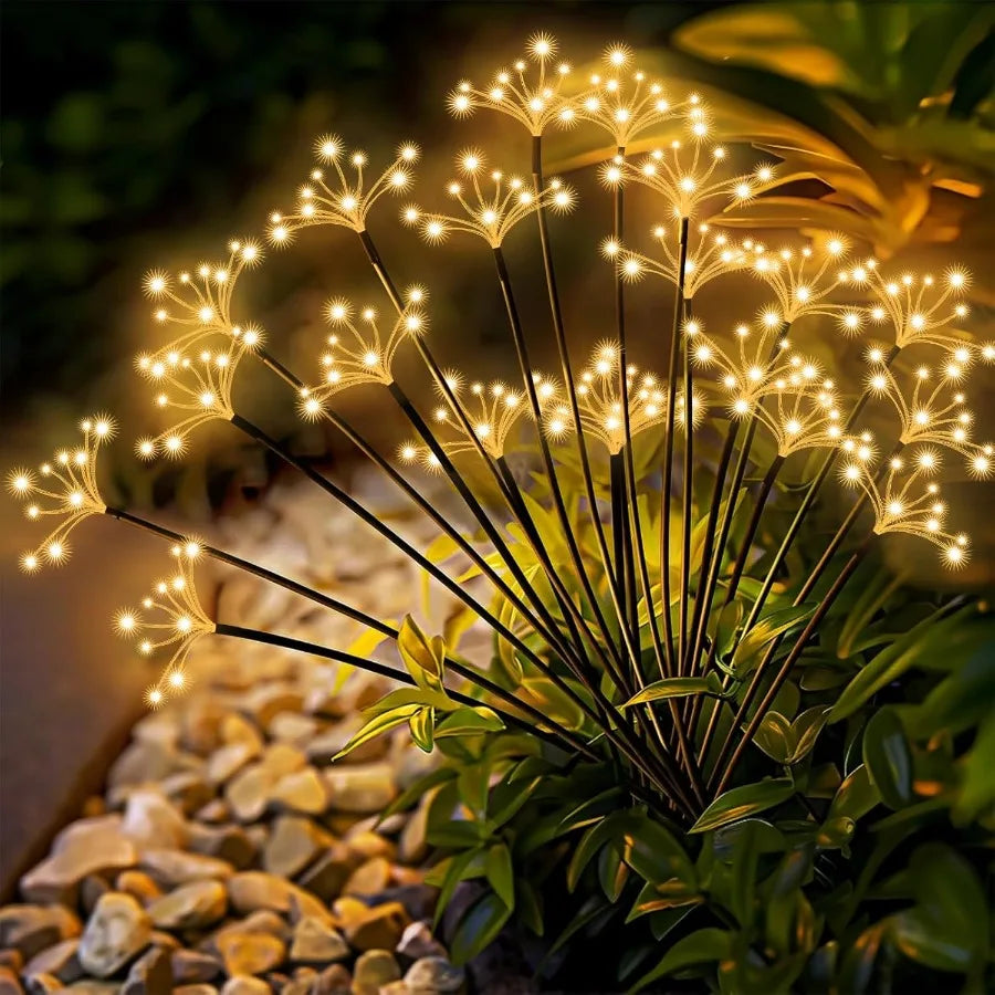 Solar Garden Lights 2 Pack Waterproof Solar Swaying Starburst Light Outdoor Lights for Yard Patio Walkway Pathway Party Wedding