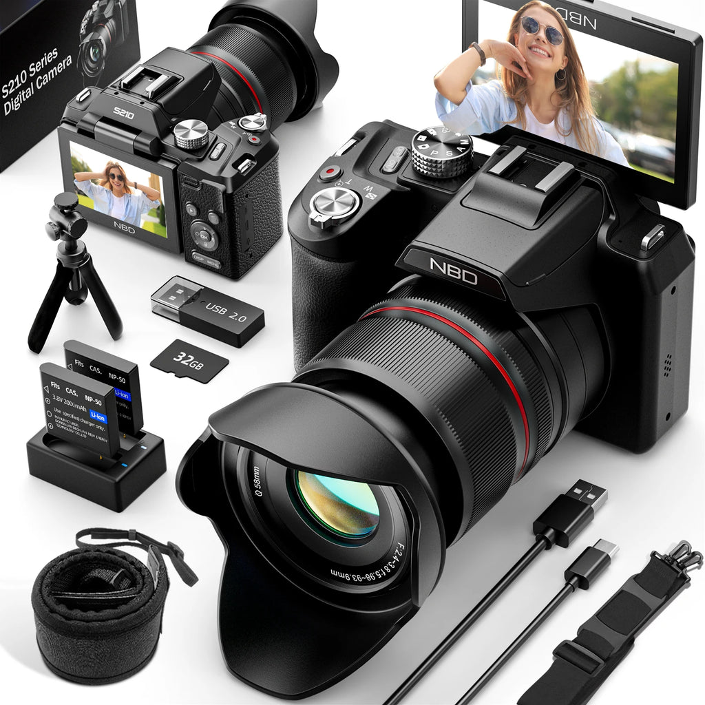 Digital Cameras For Photography, 16X Optical Zoom Camera With WiFi & App Control, Vlogging Camera With Auto Focus