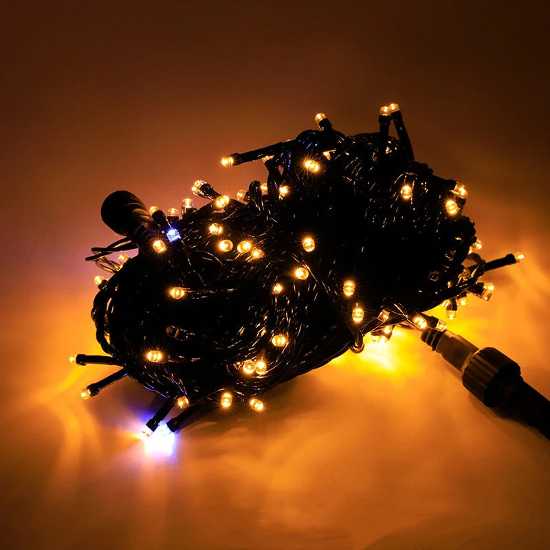 20M Black line Outdoor LED String Lights Garland 220V/110V Waterproof Fairy Light Christmas Wedding Party Holiday Garden Decor