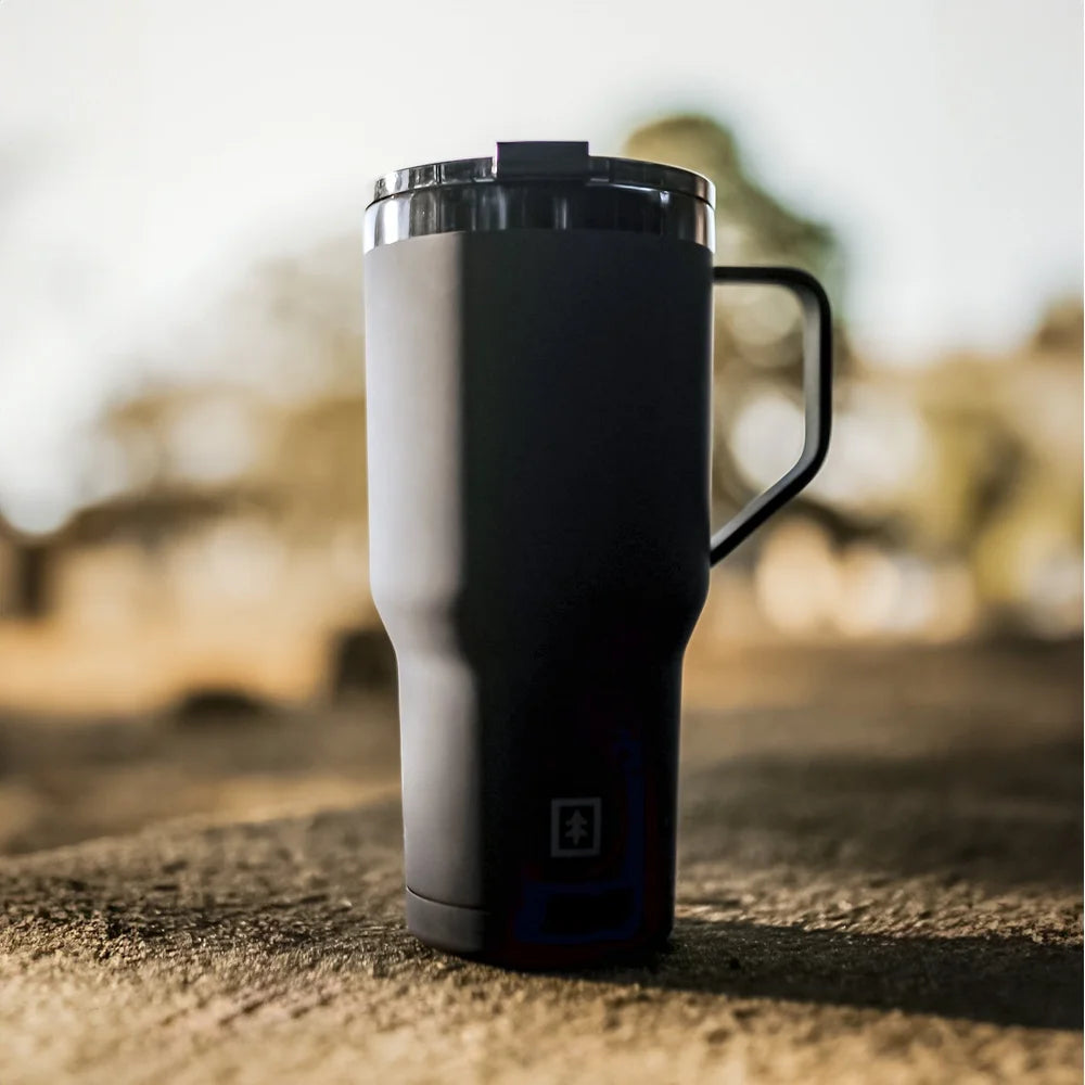 Stainless Steel Triple Walled Tumblers with Handle Leakproof Dual Locking Lid 2-Pack Soft Touch Perfect On-the-Go Hydration