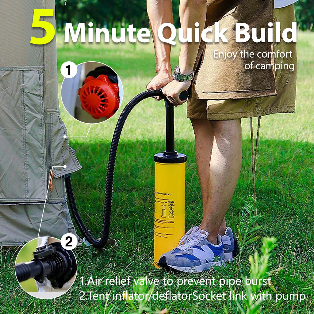 Large Inflatable Tent for 8-10 Person - 135 SQFT Inflatable Cabin Tents for Camping Instant Setup Blow up Tent 4 Season Waterpro