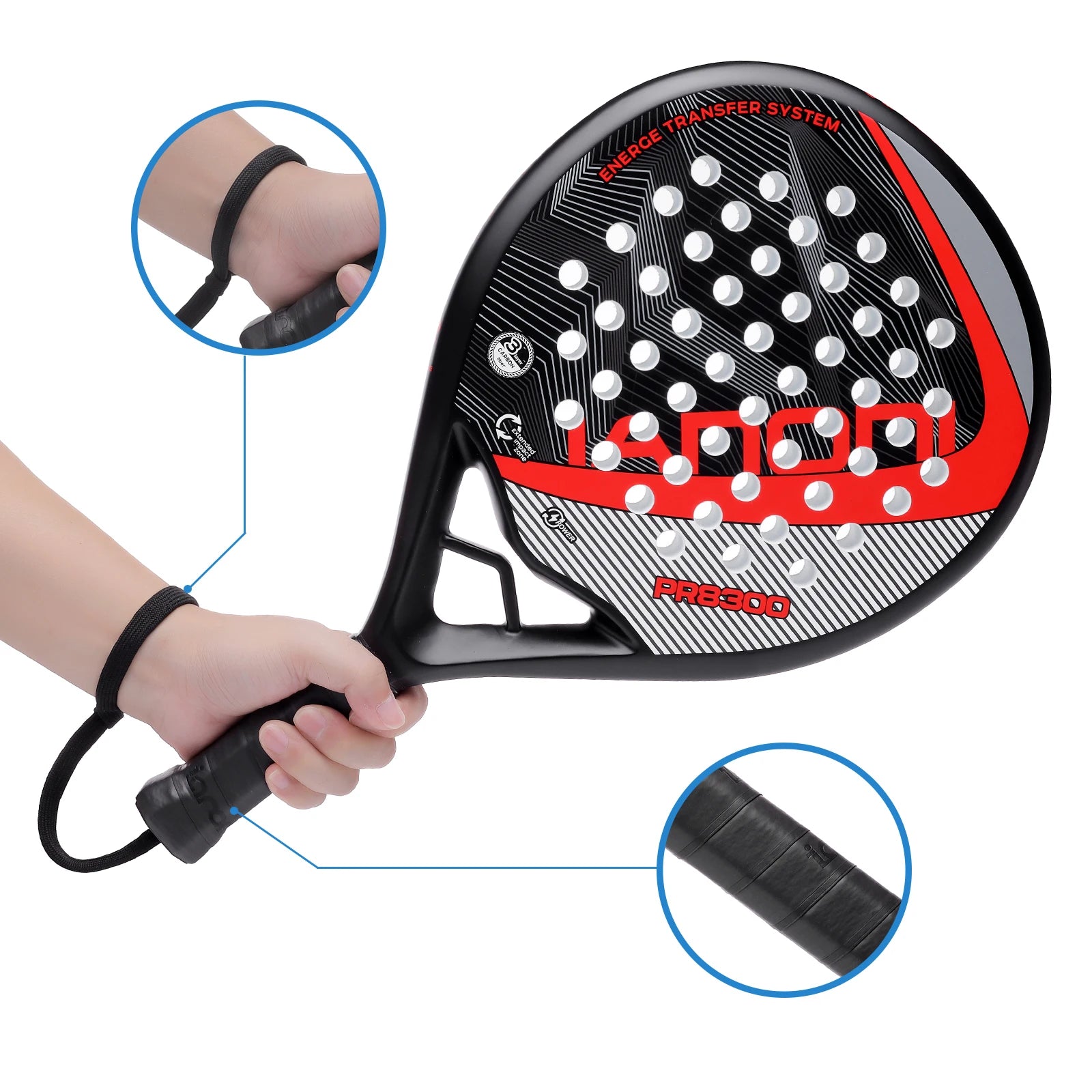 Paddle Racket Carbon Fiber Surface with EVA Memory Flex Foam Core Lightweight Paddle Racquet