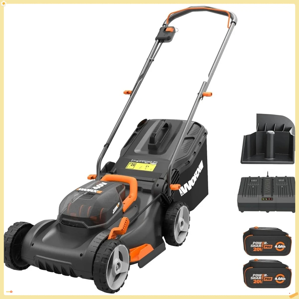 17" Cordless Lawn Mower for Small Yards, 2-in-1 Electric Mower Cuts Quiet, Compact & Lightweight Push Lawn Mower