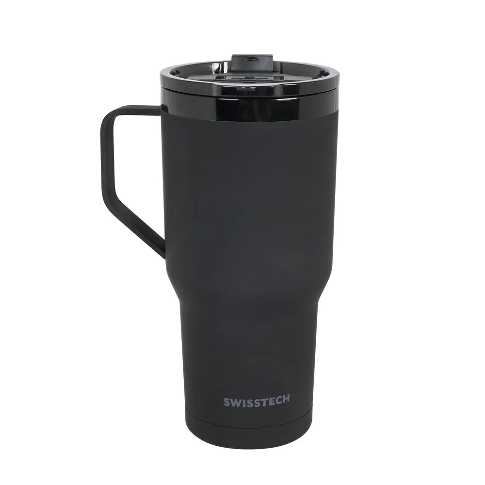 Stainless Steel Triple Walled Tumblers with Handle Leakproof Dual Locking Lid 2-Pack Soft Touch Perfect On-the-Go Hydration