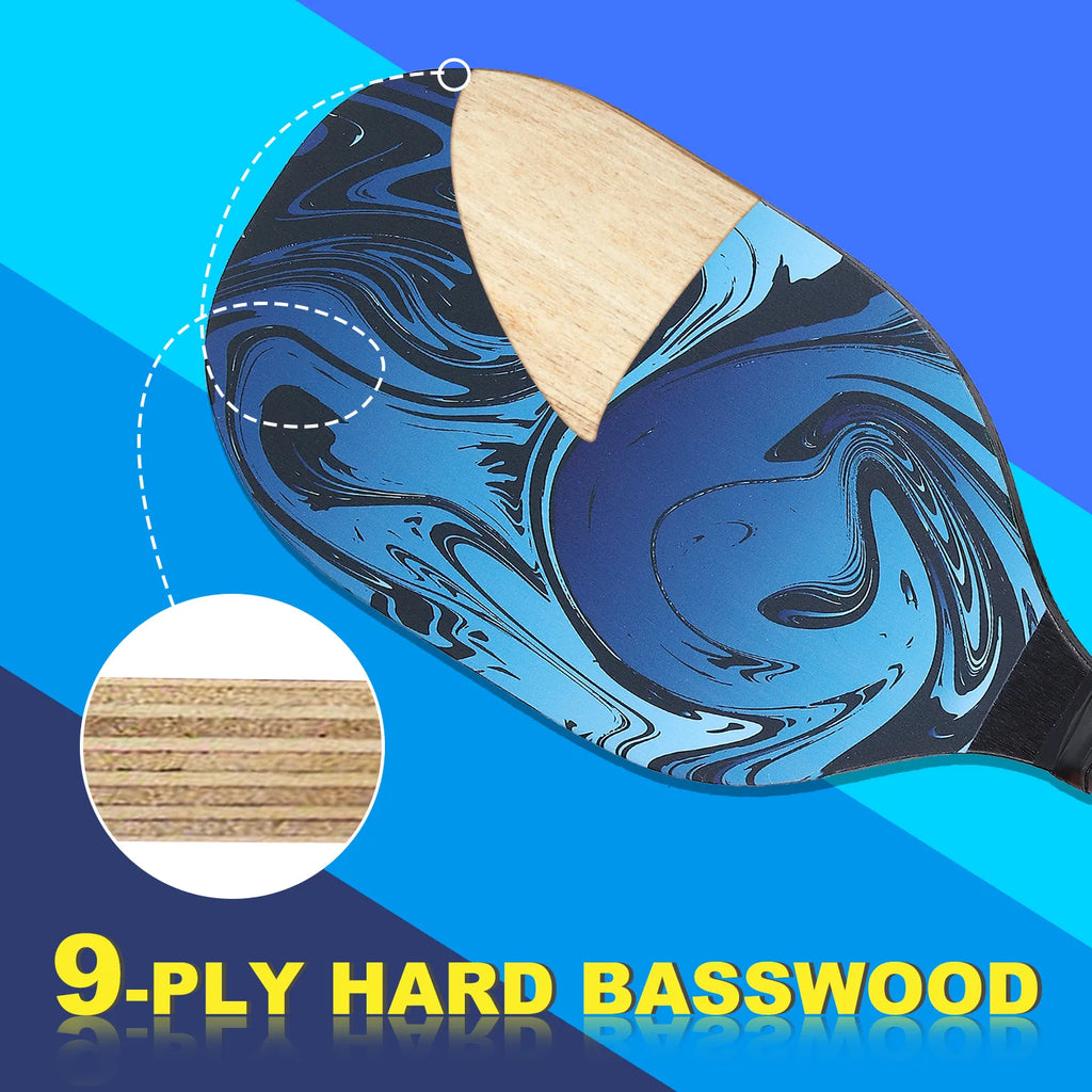 Pickleball Paddles Set with 4 Premium Wood Pickleball Rackets with Cushion Grip 4 Pickleball Ball 4 Cooling Towels and Carry Bag