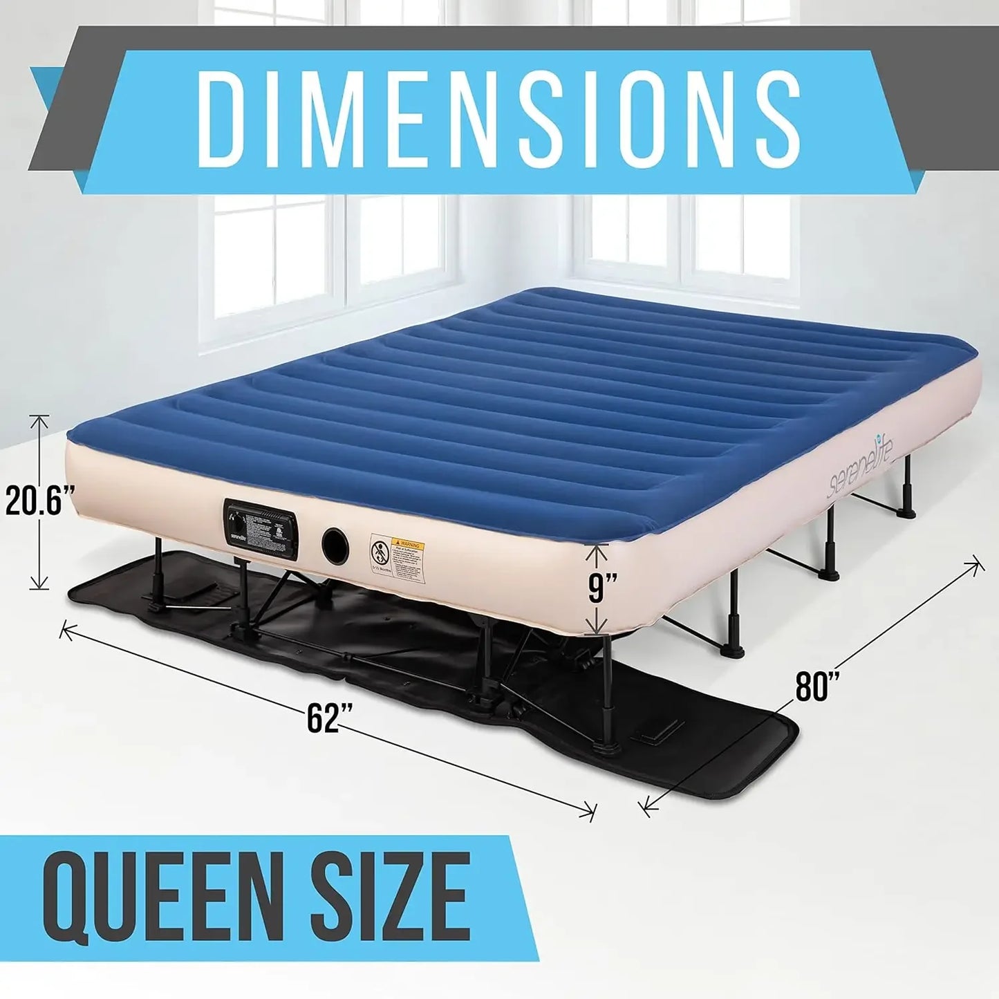 Bed Air Mattress with Frame and Rolling Case, Self-Inflating Airbed with Built in Pump for Travel