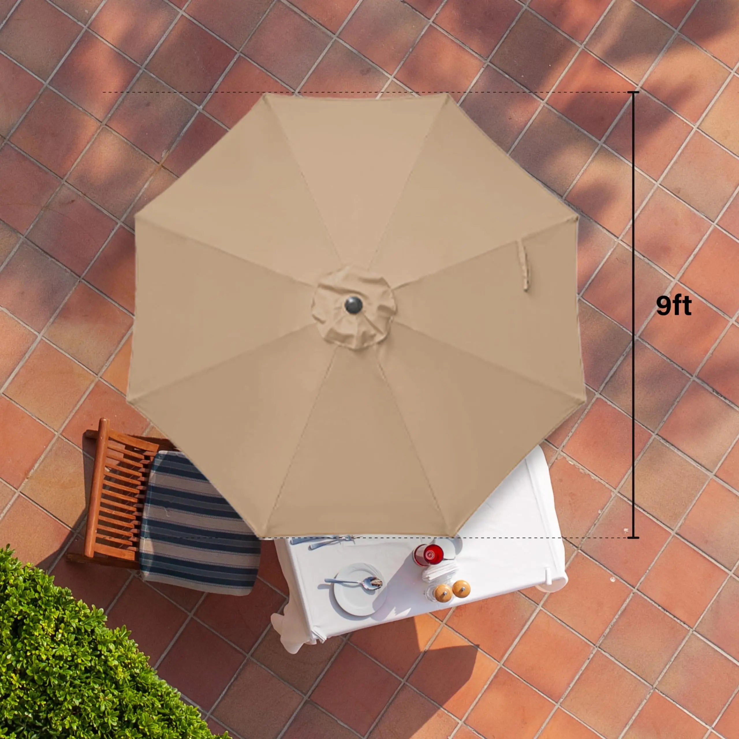9' Outdoor Patio Umbrella, Market Table Umbrella with 8 Sturdy Ribs, Push Button Tilt and Crank for Garden, Yard, Pool