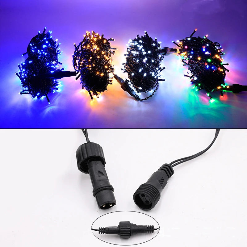 20M Black line Outdoor LED String Lights Garland 220V/110V Waterproof Fairy Light Christmas Wedding Party Holiday Garden Decor