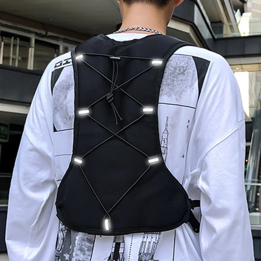 Functional Tactical Vest Phone Holder with Pocket & Extra Storage Backpack Vest Fashion Waistcoat for Cycling Running