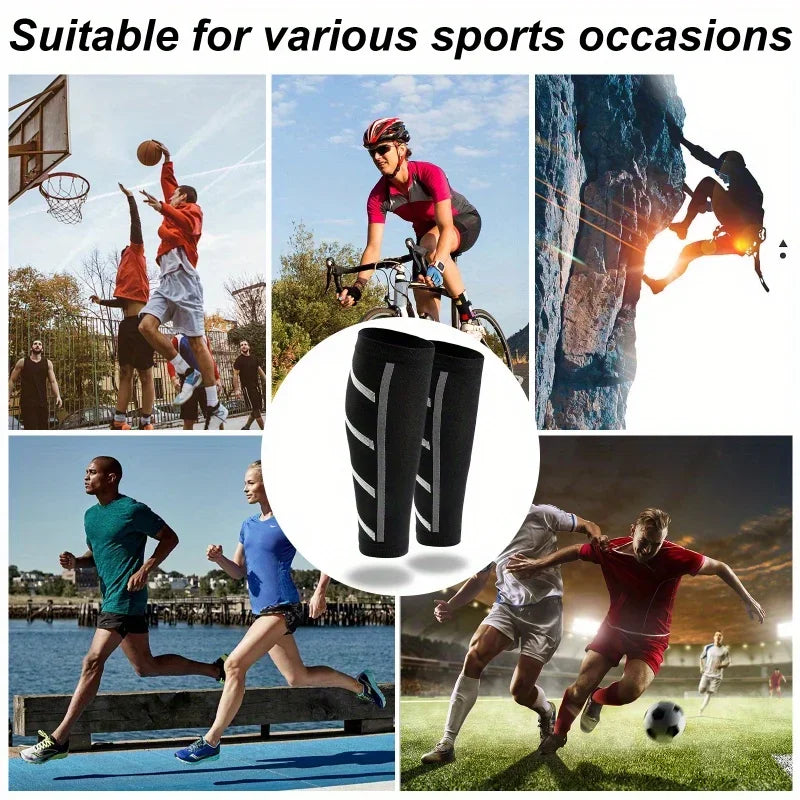 1Pair Compression Calf Sleeves - UV Protection, Breathable for Basketball, Soccer, Running & Cycling