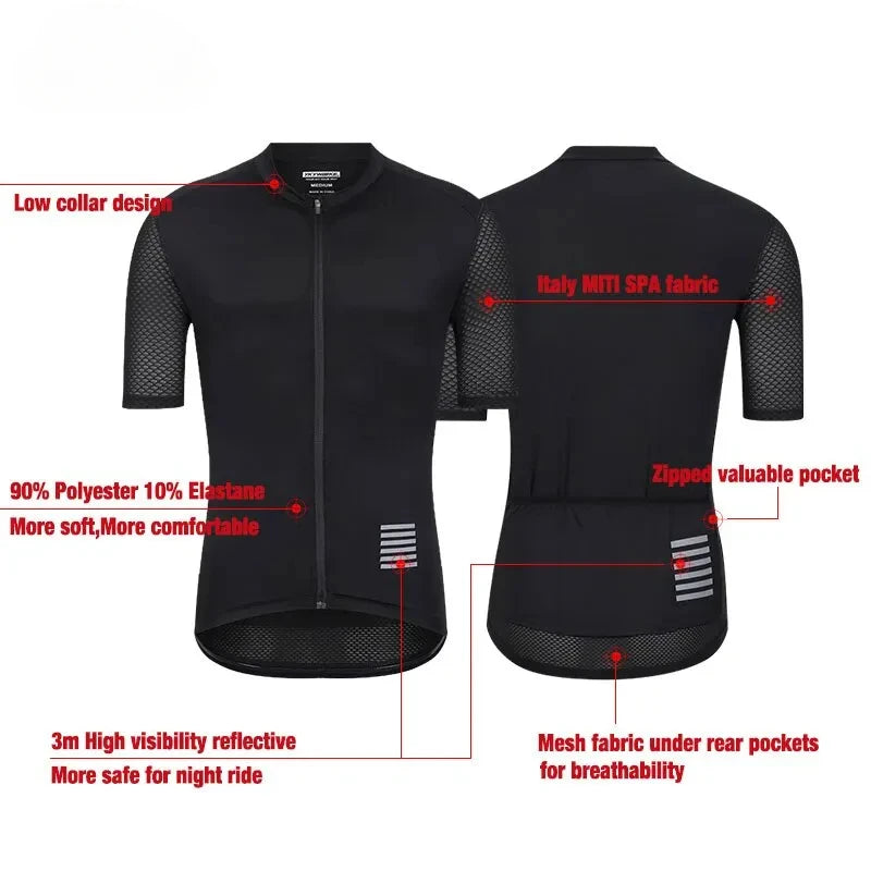 Men Cycling Jersey Short Sleeve Reflective Summer MTB Maillot Shirt Downhill Jersey Pro Team Mountain Bicycle Clothing