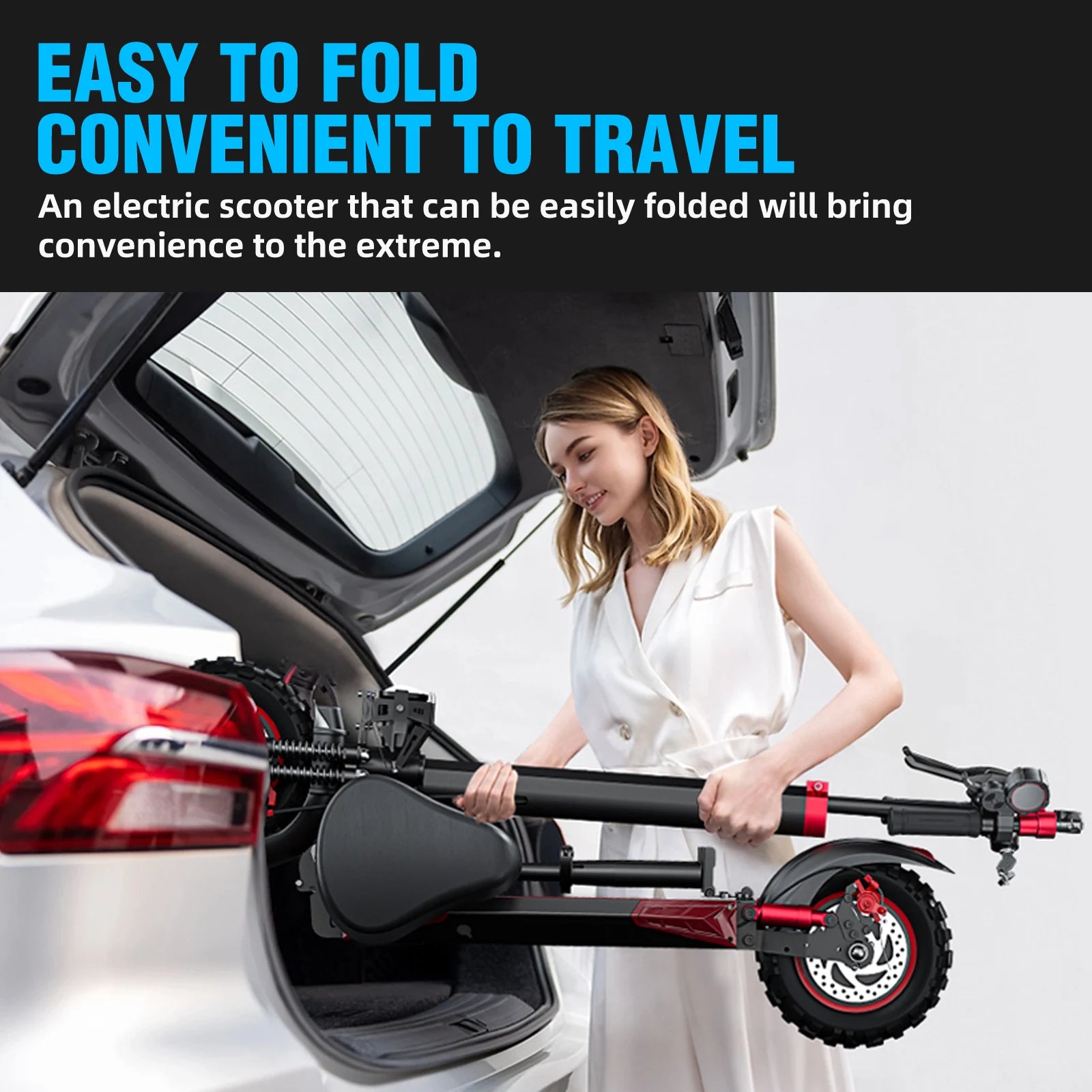 1200W Foldable Adult Electric Scooter with Seat, 11'' Off-road Tires, 48V 21Ah Battery, Dual Suspension Commuting E-scooter
