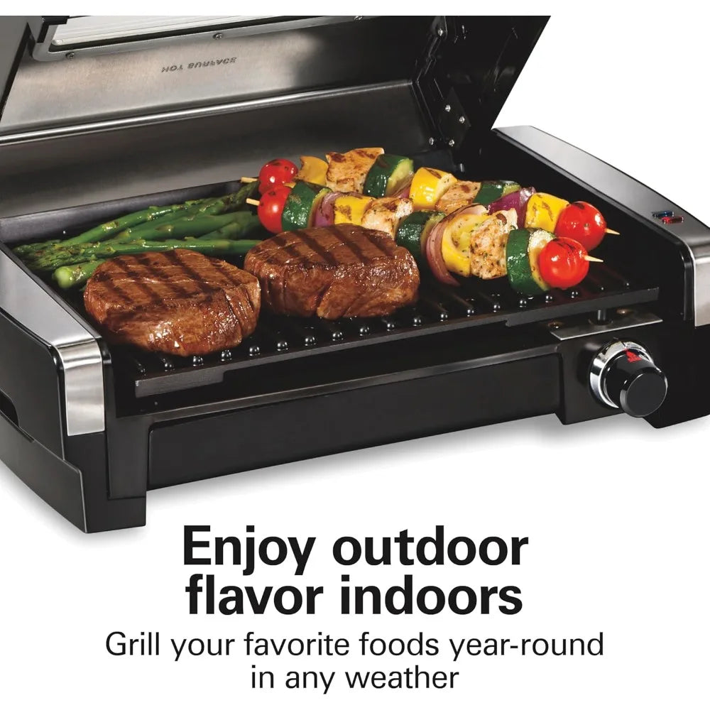 Electric Indoor Searing Grill with Viewing Window & Adjustable Temperature Control to 450F, 118 sq. in. Surface