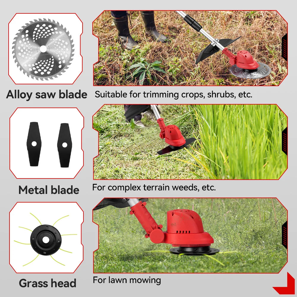 Cordless Brushless Electric Lawn Mower 10" Grass Trimmer Foldable Adjustable Garden Cutter Tool For Makita Battery Pin