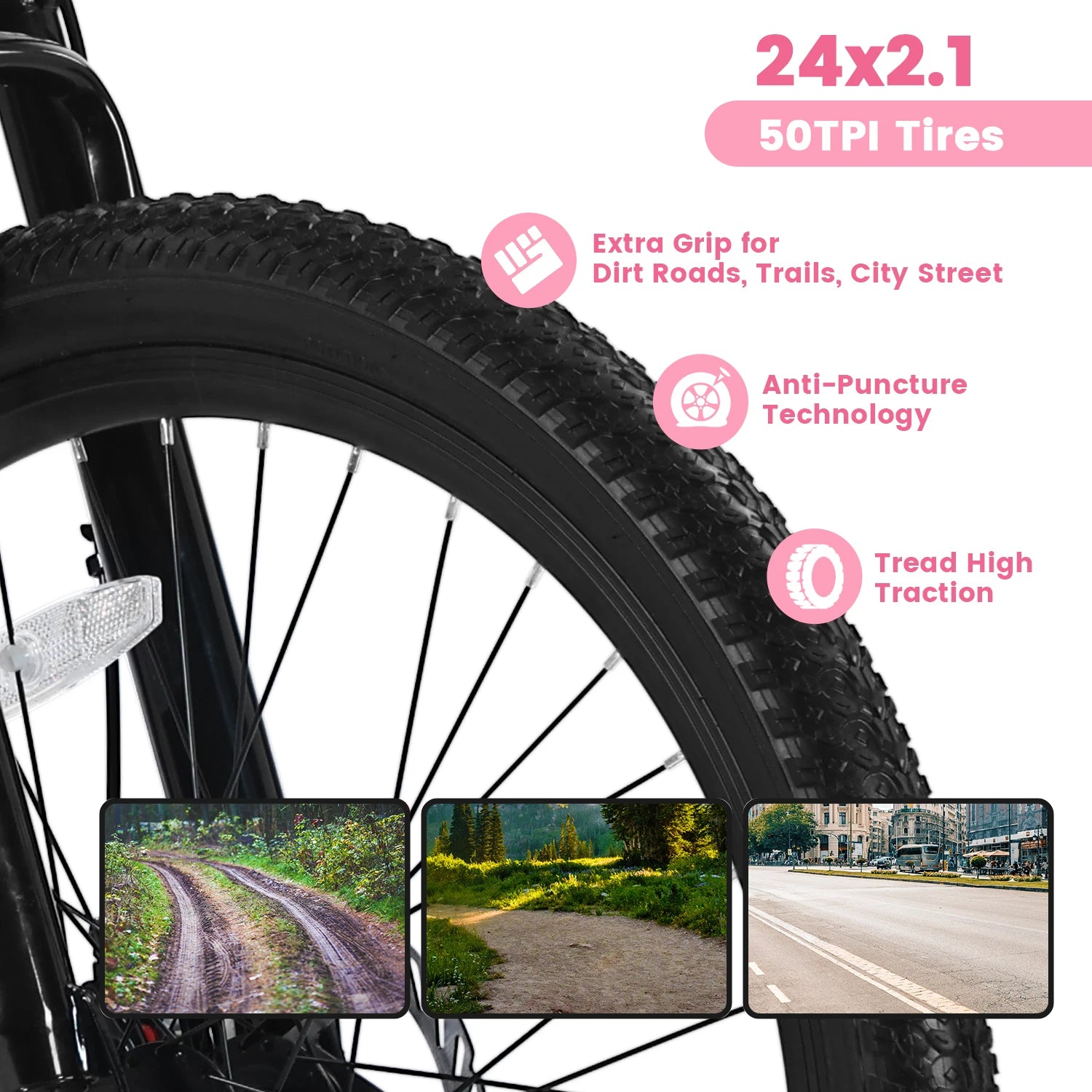 Mountain Bike 24 26 Inch Wheels, 21-Speed Disc Brake, Female Bicycles, 15" Steel Frame Front Fork Suspension