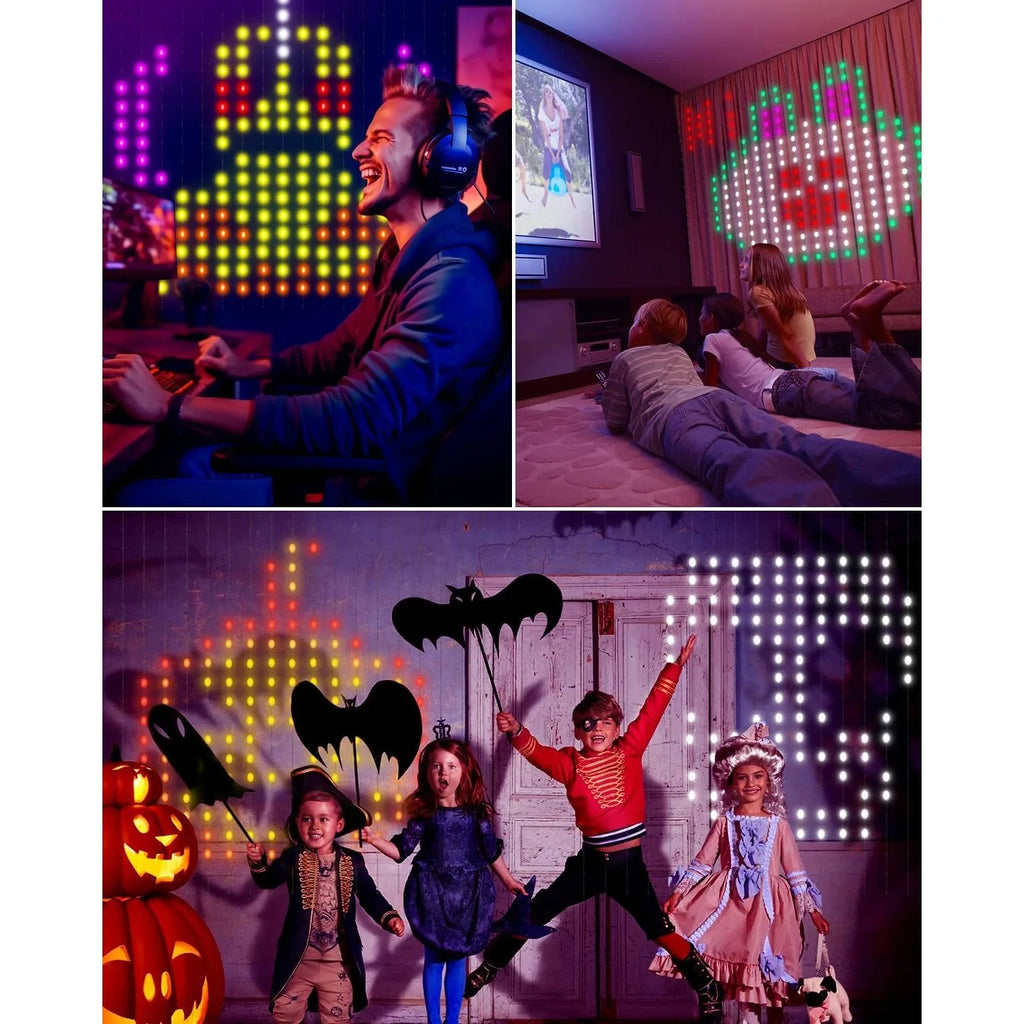 Smart LED Curtain Light APP Control RGB Dimmable DIY Pattern Music Ambient Lighting For Home Holiday Party Christmas Decoration