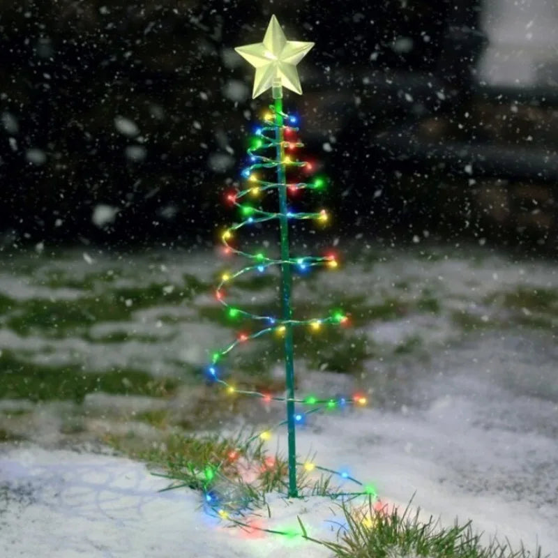 LED Solar Powered Christmas Tree Warm Light, Floor To Ceiling Wrought Iron Outdoor Courtyard Decorative Landscape Street Light.