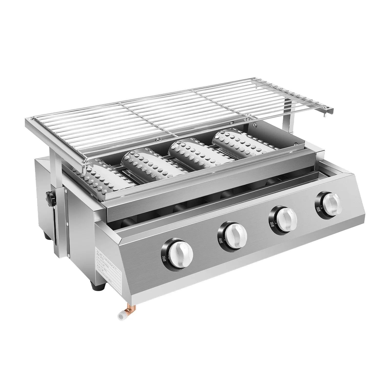 4 Burners BBQ Propane Gas Grill Stainless Steel Smokeless Barbecue Grill Portable BBQ Grill Removable for Outdoor Patio Garden