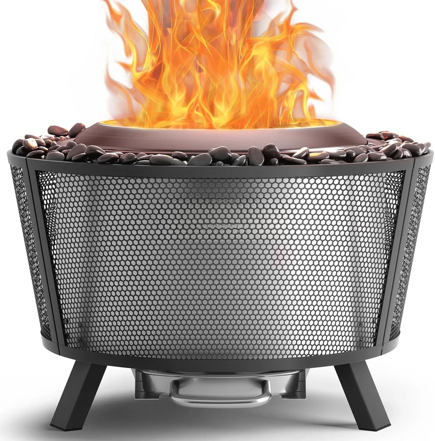 29 Inch Smokeless Fire Pit for Outdoor Wood Burning, Stainless Steel Camping Stove with Stand, Removable Ash Pan