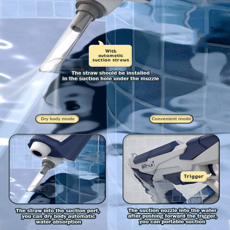 Electric Water Guns Children's Summer Fully Automatic Continuous Rechargeable High Speed Space Water Gun Pool Toy Outdoor Game